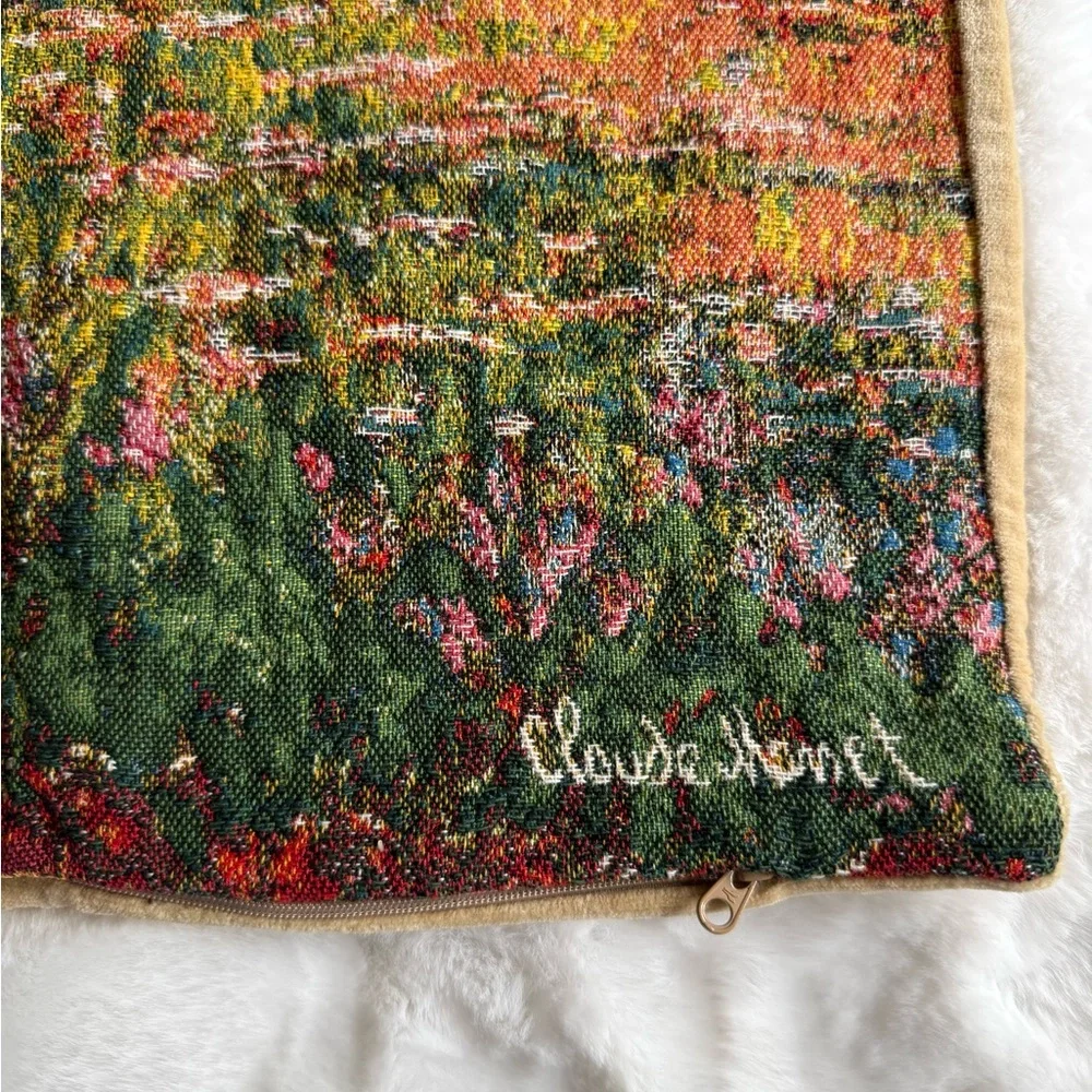 Monet Giverny Bridge Tapestry Pillow Cover 18x18